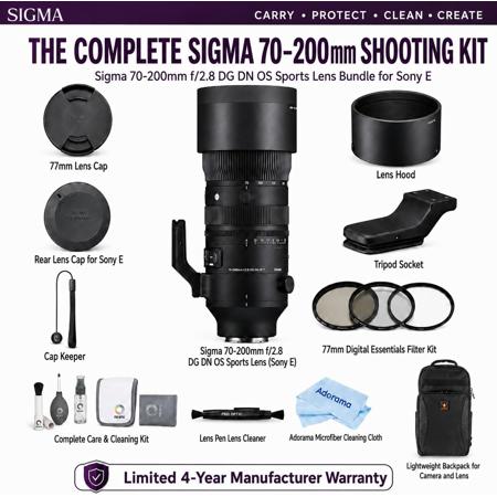 Sigma 70-200mm f/2.8 DG DN OS Sports Lens for Sony E, with